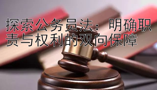 探索公务员法：明确职责与权利的双向保障