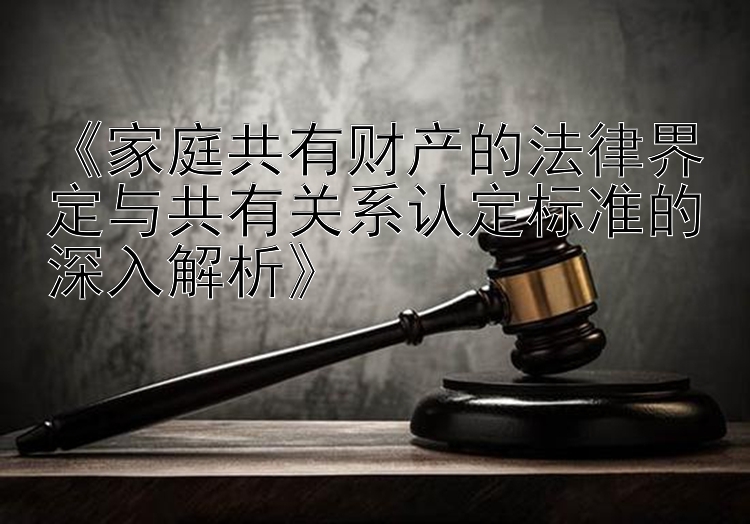 《家庭共有财产的法律界定与共有关系认定标准的深入解析》