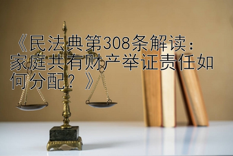 民法典第308条解读：  家庭共有财产举证责任如何分配？